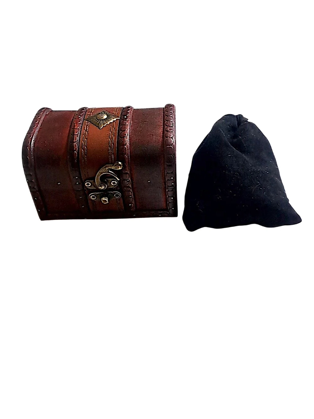 Treasure Chest w/ 19 Rose Quartz Polished Stones & Velvet Bag Various Sizes NWT